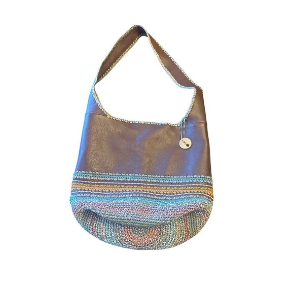 The Sak Hand-Crocheted Leather & Cotton Shoulder Bag Brown & Multicolor - Picture 3 of 6